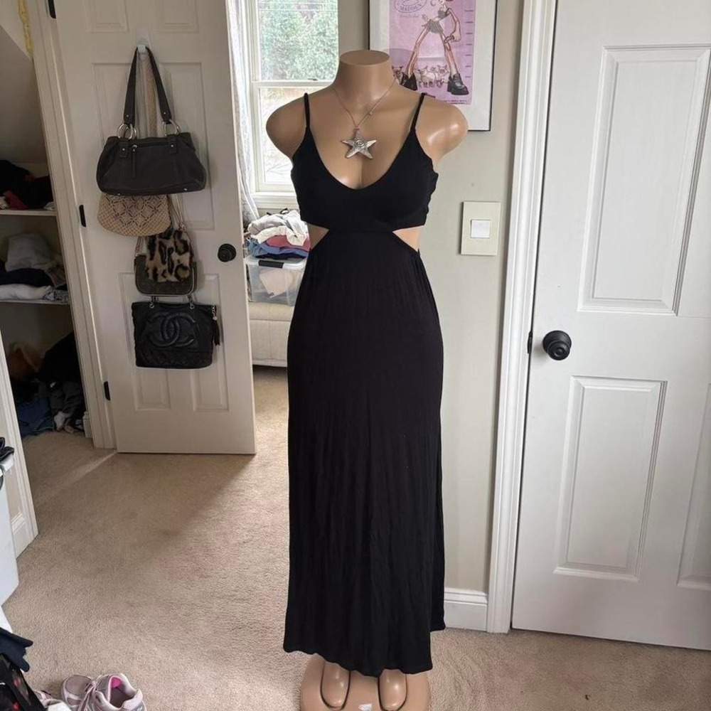 nasty gal Black cutout summer maxi dress